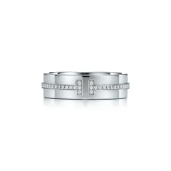 Tiffany & Co. Tiffany T wide diamond ring in 18k white gold, 5.5 mm wide. | ^Women Rings|Men's Jewelry