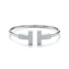 Tiffany & Co. Tiffany T wide diamond wire bracelet in 18k white gold, medium. | ^ Bracelets|Men's Jewelry