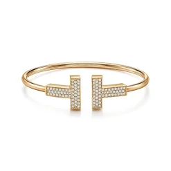 Tiffany & Co. Tiffany T wide diamond wire bracelet in 18k gold, medium. | ^ Bracelets|Gold Jewelry
