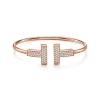 Tiffany & Co. Tiffany T wide diamond wire bracelet in 18k rose gold, medium. | ^ Bracelets|Rose Gold Jewelry