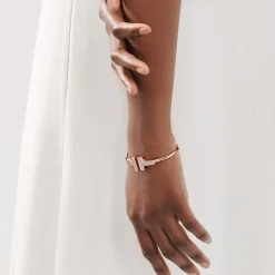 Tiffany & Co. Tiffany T wide diamond wire bracelet in 18k rose gold, medium. | ^ Bracelets|Rose Gold Jewelry