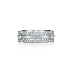 Tiffany & Co. Tiffany T wide pavé diamond ring in 18k white gold, 5.8 mm wide. | ^Women Rings|Diamond Jewelry
