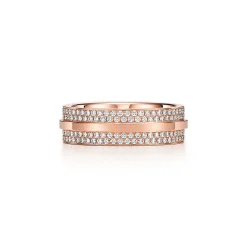 Tiffany & Co. Tiffany T wide pavé diamond ring in 18k rose gold, 5.8 mm wide. | ^Women Rings|Men's Jewelry