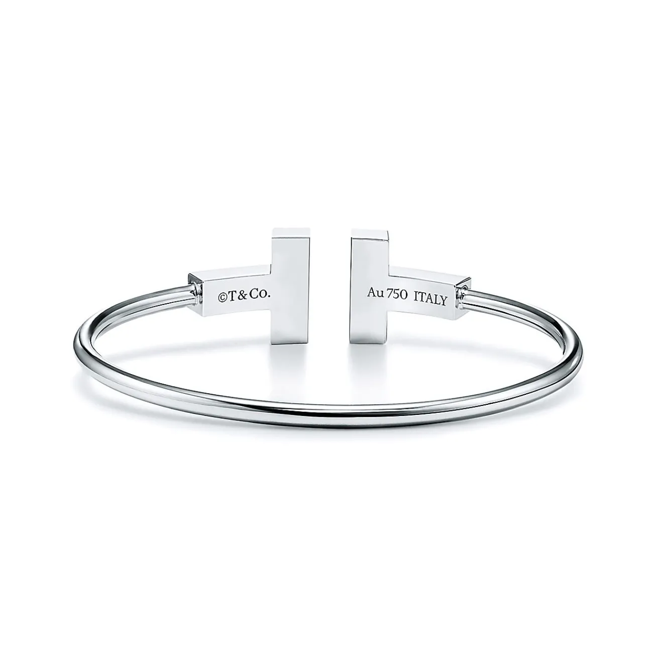 Tiffany & Co. Tiffany T wide turquoise wire bracelet in 18k white gold, medium. | ^ Bracelets|Colored Gemstone Jewelry