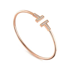 Tiffany & Co. Tiffany T Wire Bracelet in Rose Gold with Diamonds | ^ Bracelets|Men's Jewelry
