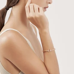 Tiffany & Co. Tiffany T Wire Bracelet in Rose Gold with Diamonds | ^ Bracelets|Men's Jewelry