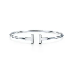 Tiffany & Co. Tiffany T wire bracelet in 18k white gold, medium. | ^ Bracelets|Tiffany T