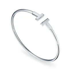 Tiffany & Co. Tiffany T wire bracelet in 18k white gold, medium. | ^ Bracelets|Tiffany T
