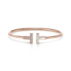 Tiffany & Co. Tiffany T Wire Bracelet in Rose Gold with Diamonds and Mother-of-pearl | ^ Bracelets|Gifts for Her