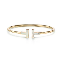 Tiffany & Co. Tiffany T Wire Bracelet in Yellow Gold with Mother-of-pearl | ^ Bracelets|Gold Jewelry