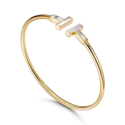 Tiffany & Co. Tiffany T Wire Bracelet in Yellow Gold with Mother-of-pearl | ^ Bracelets|Gold Jewelry