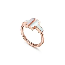 Tiffany & Co. Tiffany T Wire Ring in Rose Gold with Mother-of-pearl | ^ Rings|Rose Gold Jewelry