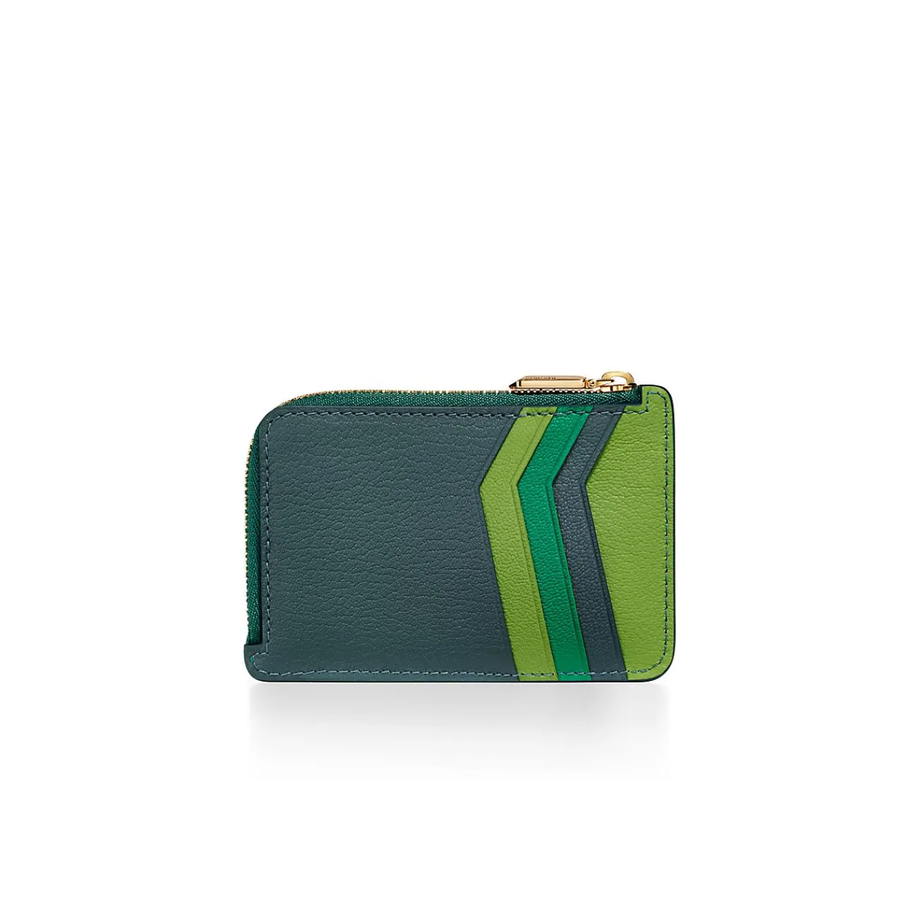 Tiffany & Co. Tiffany T Zip Card Case in Emerald Green Colorblock Leather | ^Women Small Leather Goods|Women's Accessories