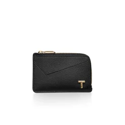 Tiffany & Co. Tiffany T Zip Card Case in Black Leather | ^Women Small Leather Goods|Women's Accessories