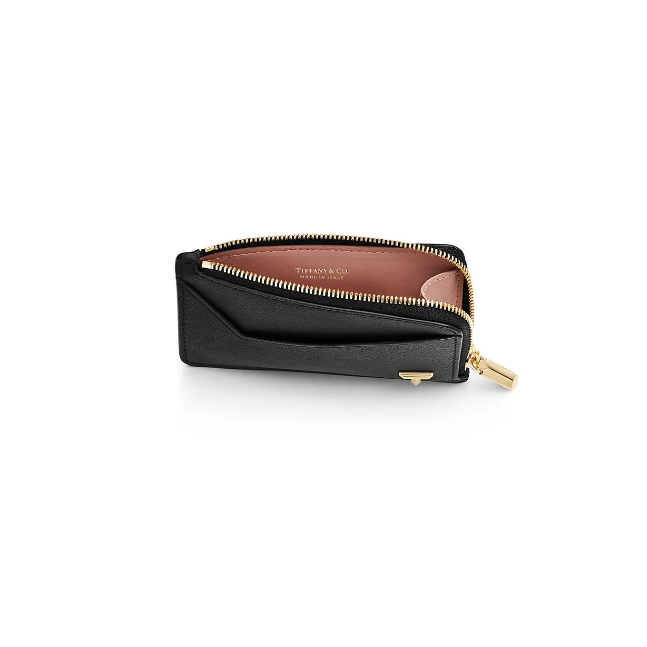 Tiffany & Co. Tiffany T Zip Card Case in Black Leather | ^Women Small Leather Goods|Women's Accessories