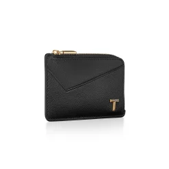 Tiffany & Co. Tiffany T Zip Card Case in Black Leather | ^Women Small Leather Goods|Women's Accessories