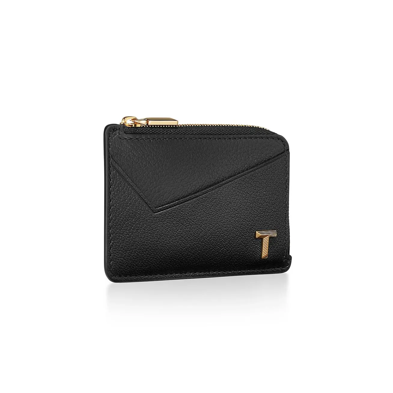 Tiffany & Co. Tiffany T Zip Card Case in Black Leather | ^Women Small Leather Goods|Women's Accessories