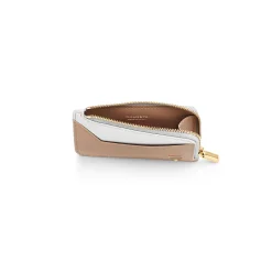 Tiffany & Co. Tiffany T Zip Card Case in Neutral Colorblock Leather | ^Women Gifts $1,500 & Under
