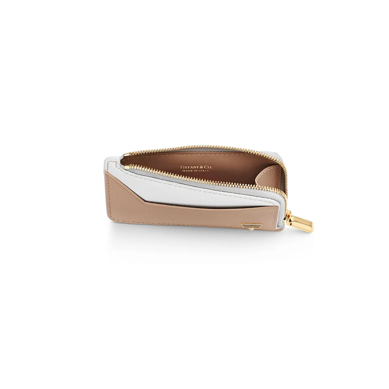Tiffany & Co. Tiffany T Zip Card Case in Neutral Colorblock Leather | ^Women Gifts $1,500 & Under