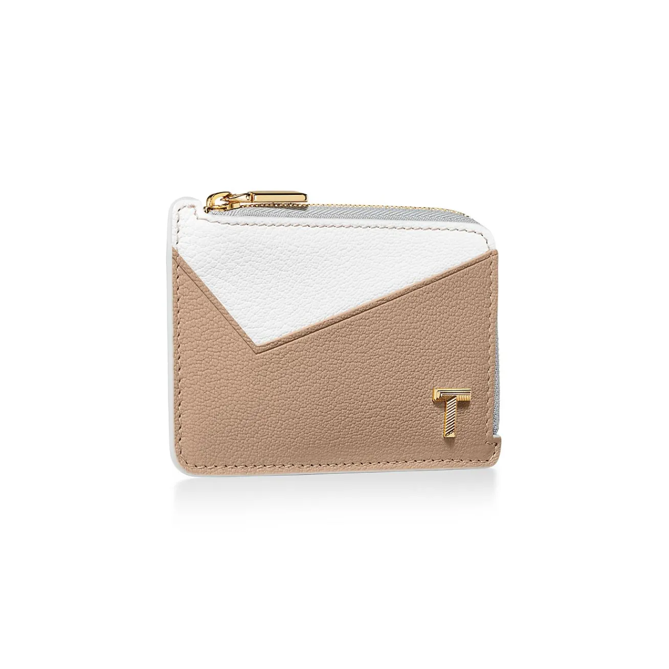 Tiffany & Co. Tiffany T Zip Card Case in Neutral Colorblock Leather | ^Women Gifts $1,500 & Under