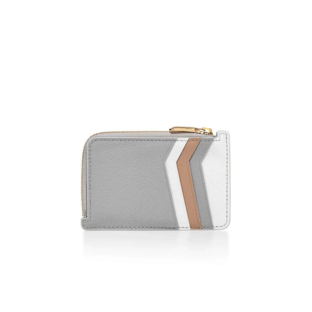 Tiffany & Co. Tiffany T Zip Card Case in Neutral Colorblock Leather | ^Women Gifts $1,500 & Under