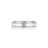 Tiffany & Co. Tiffany Together Double Milgrain Band Ring in Platinum with a Diamond, 4 mm Wide | ^Women Rings|Platinum Jewelry