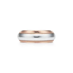 Tiffany & Co. Tiffany Together Milgrain Band Ring in Platinum and Rose Gold, 6 mm Wide | ^ Rings|Rose Gold Jewelry