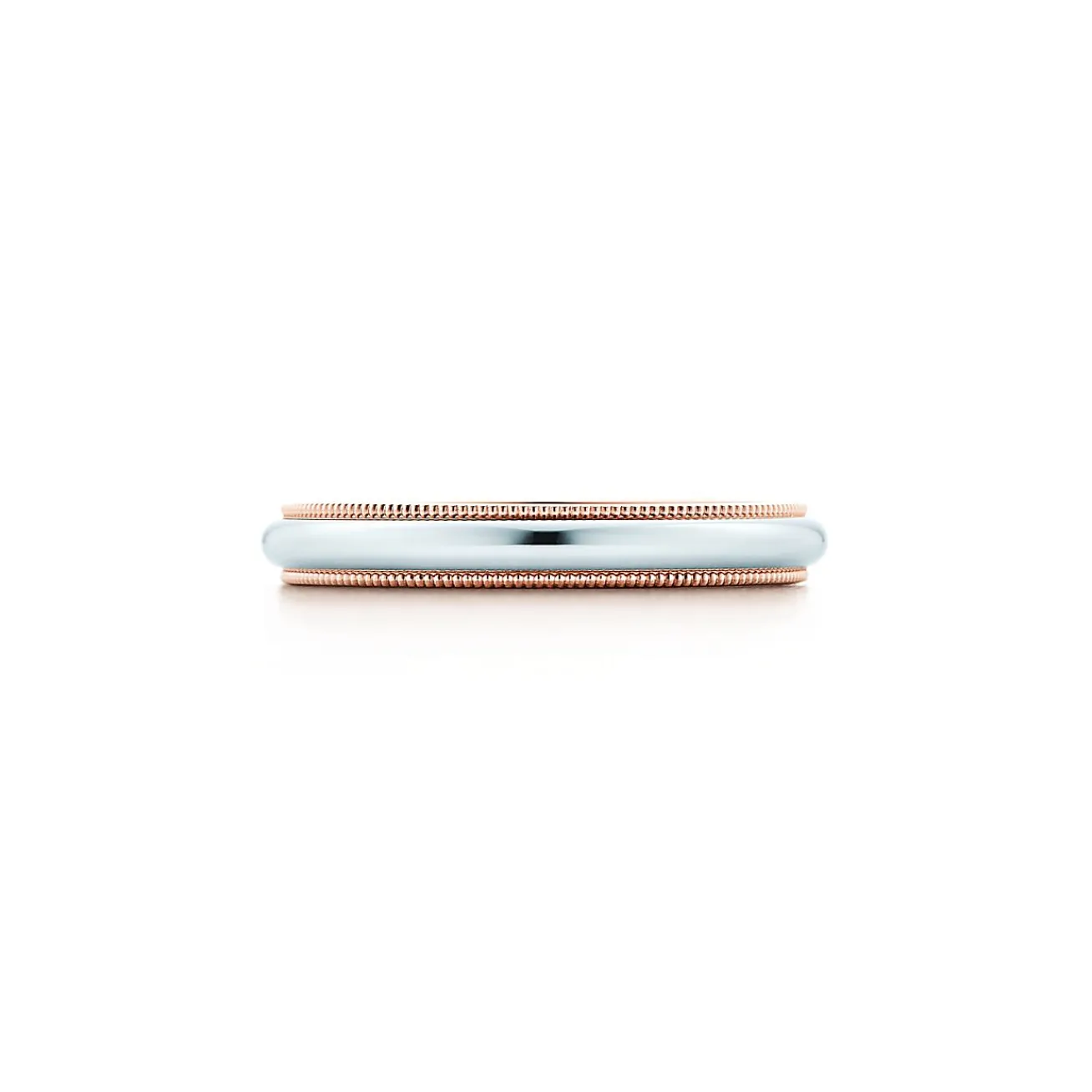 Tiffany & Co. Tiffany Together Milgrain Band Ring in Platinum and Rose Gold, 3.5 mm Wide | ^Women Rings|Rose Gold Jewelry