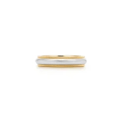 Tiffany & Co. Tiffany Together Milgrain Band Ring in Platinum and Yellow Gold, 4 mm Wide | ^Women Rings|Gold Jewelry