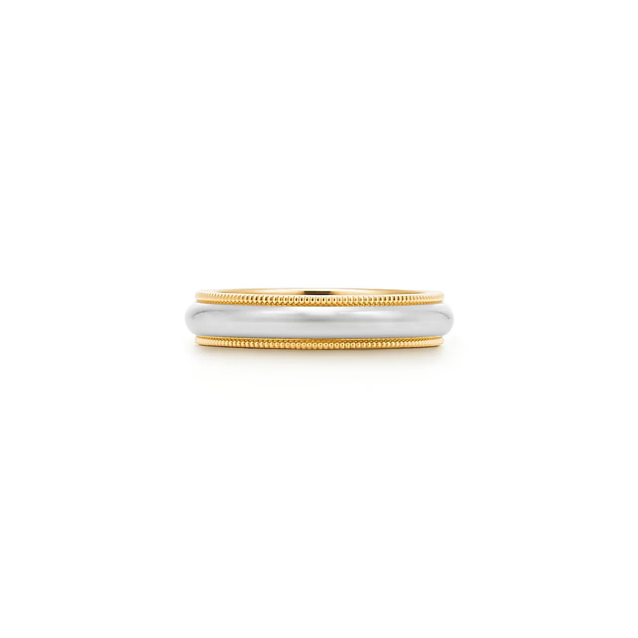 Tiffany & Co. Tiffany Together Milgrain Band Ring in Platinum and Yellow Gold, 4 mm Wide | ^Women Rings|Gold Jewelry