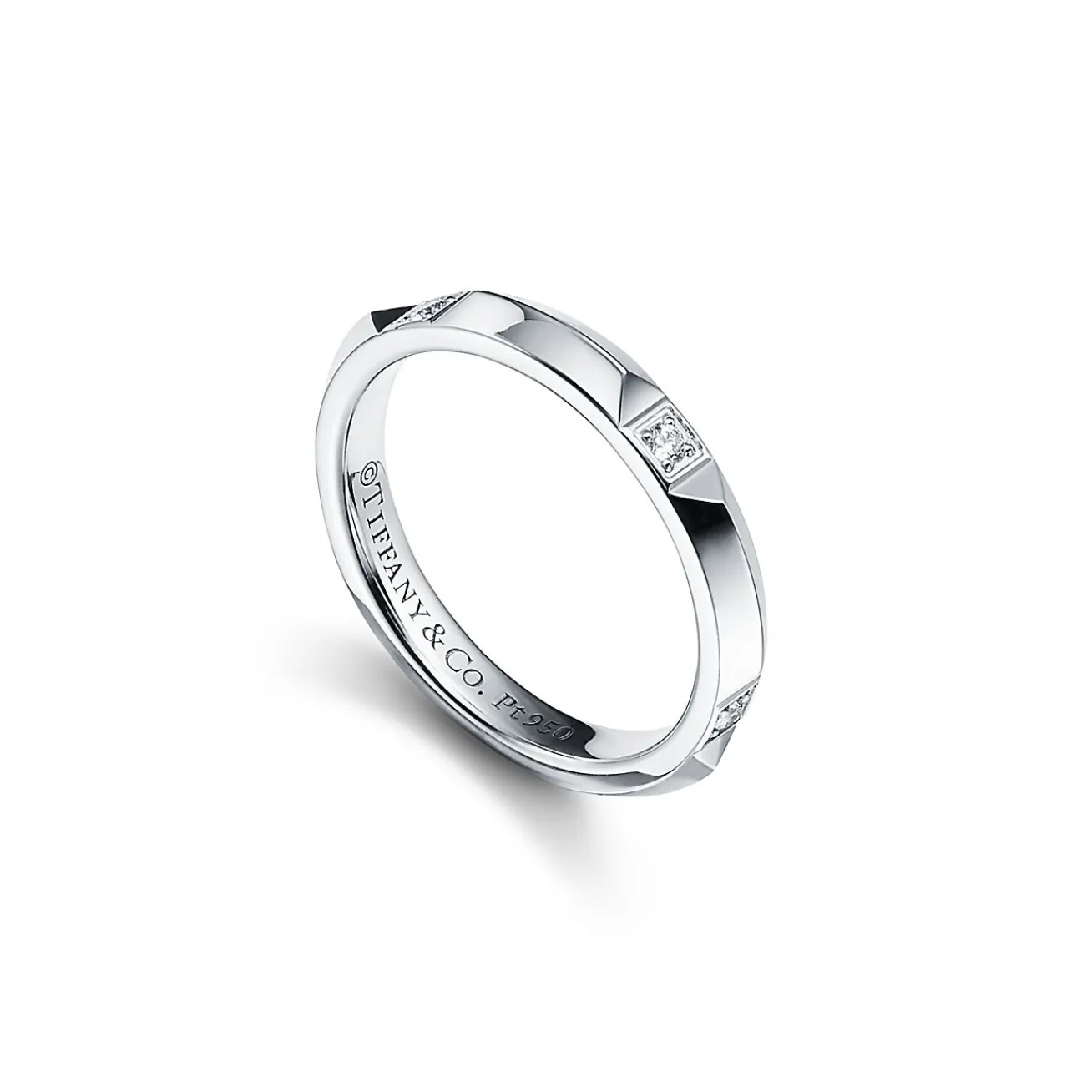 Tiffany & Co. Tiffany True® band ring in platinum with diamonds, 2.5 mm wide. | ^Women Rings|Men's Jewelry