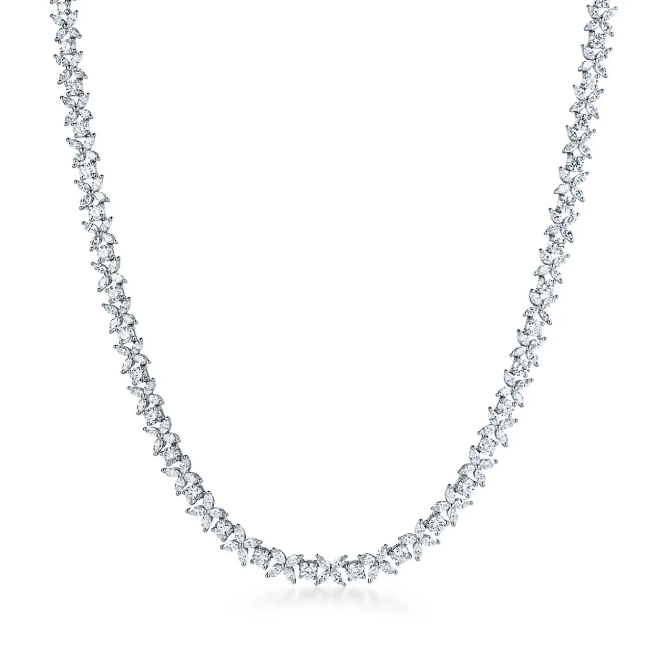 Tiffany & Co. Tiffany Victoria® alternating graduated necklace in platinum with diamonds. | ^ Necklaces & Pendants|Platinum Jewelry