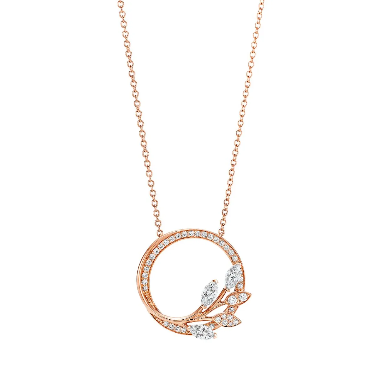 Tiffany & Co. Tiffany Victoria® diamond vine circle pendant in 18k rose gold, small. | ^ Necklaces & Pendants|Gifts for Her