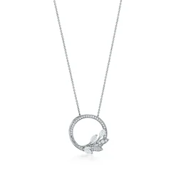 Tiffany & Co. Tiffany Victoria® diamond vine circle pendant in platinum, large. | ^ Necklaces & Pendants|Dainty Jewelry