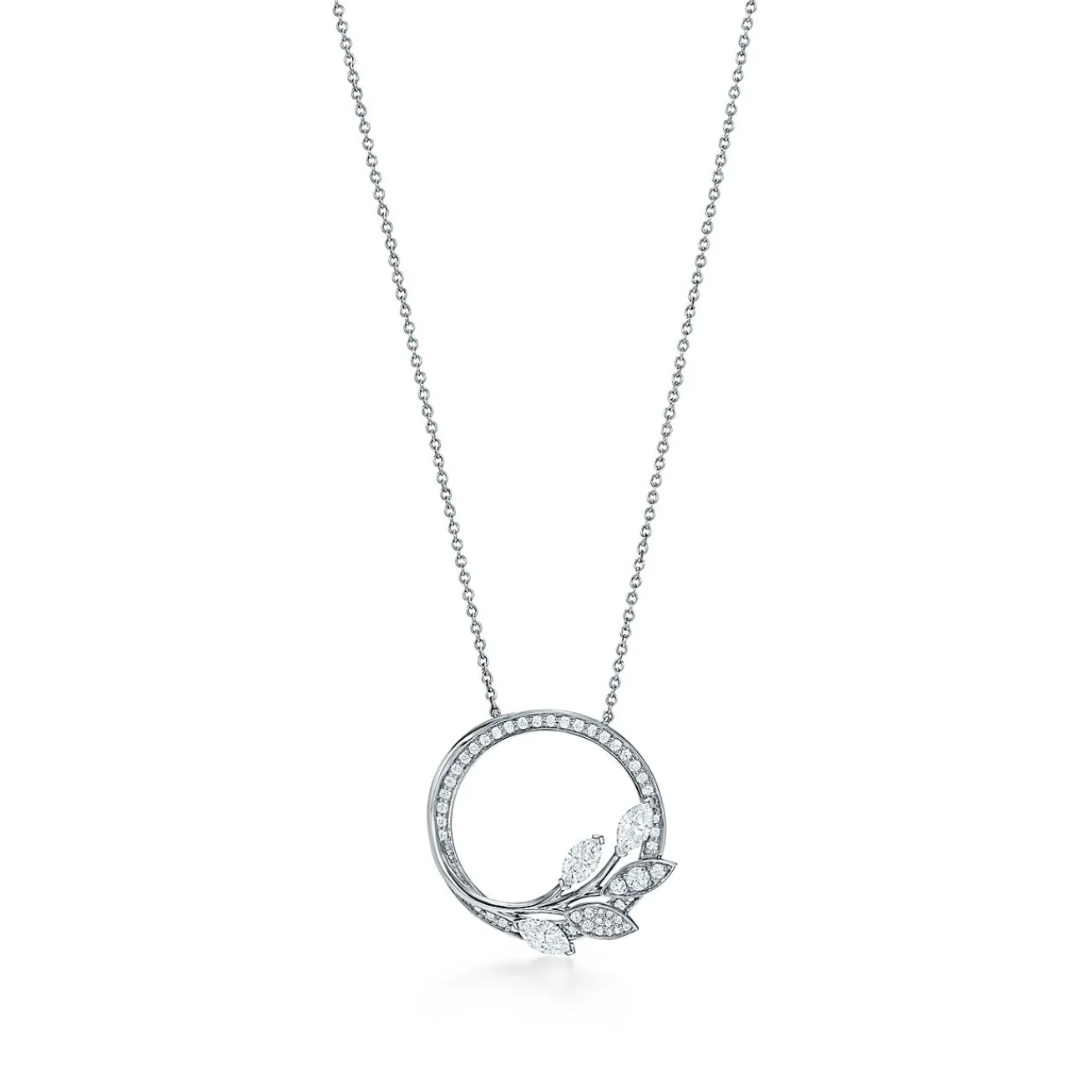 Tiffany & Co. Tiffany Victoria® diamond vine circle pendant in platinum, large. | ^ Necklaces & Pendants|Dainty Jewelry