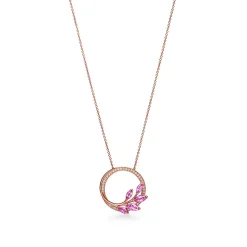 Tiffany & Co. Tiffany Victoria® Diamond Vine Circle Pendant with Pink Sapphires in Rose Gold | ^ Necklaces & Pendants|Gifts for Her