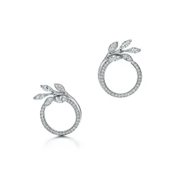 Tiffany & Co. Tiffany Victoria® diamond vine circle earrings in platinum, small. | ^ Earrings|Hoop Earrings