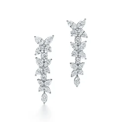 Tiffany & Co. Tiffany Victoria® mixed cluster drop earrings in platinum with diamonds. | ^ Earrings|Platinum Jewelry
