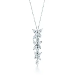 Tiffany & Co. Tiffany Victoria® mixed cluster drop pendant in platinum with diamonds. | ^ Necklaces & Pendants|Platinum Jewelry