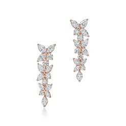 Tiffany & Co. Tiffany Victoria® mixed cluster diamond drop earrings in 18k rose gold. | ^ Earrings|Rose Gold Jewelry