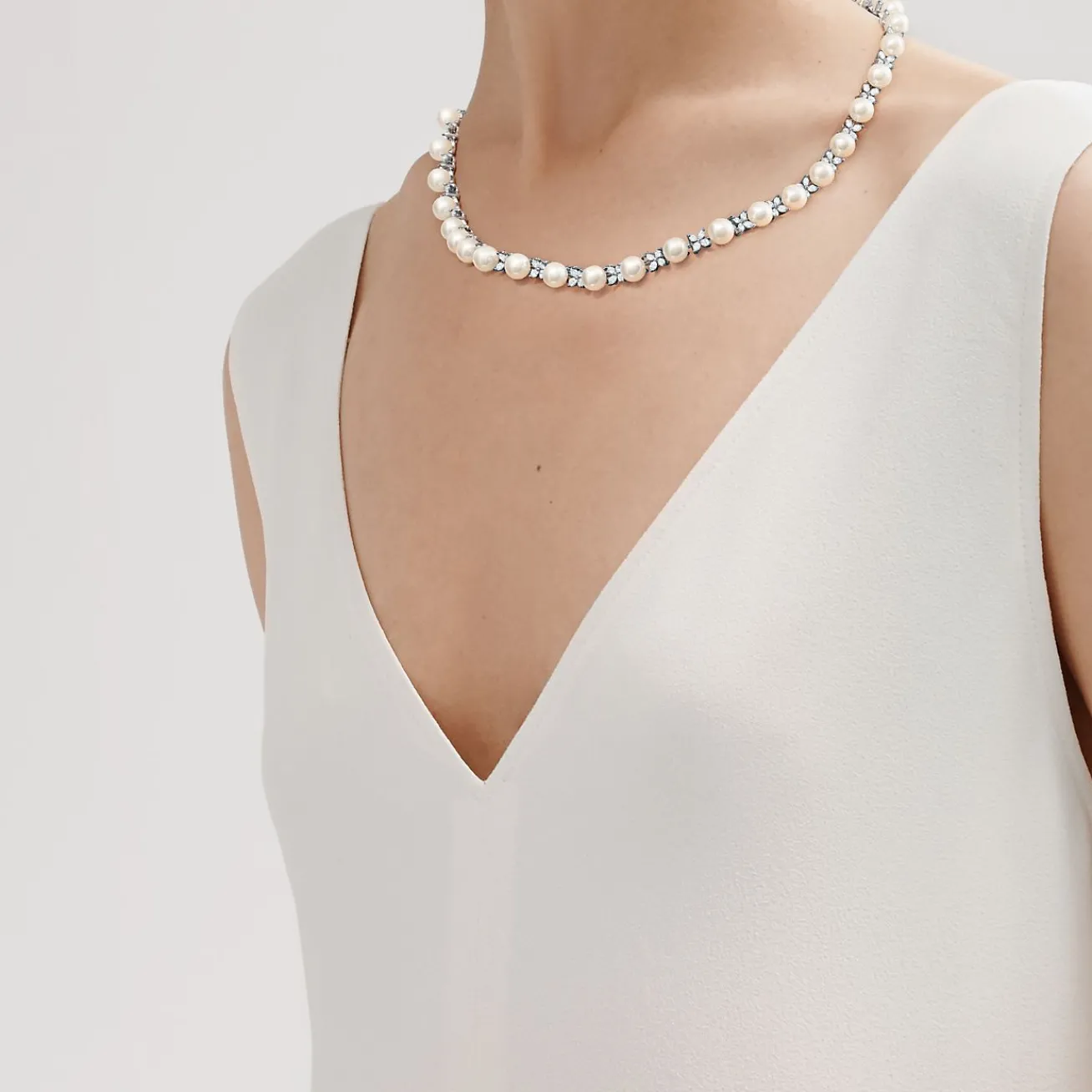 Tiffany & Co. Tiffany Victoria® necklace in platinum with Akoya pearls and diamonds. | ^ Necklaces & Pendants|Platinum Jewelry
