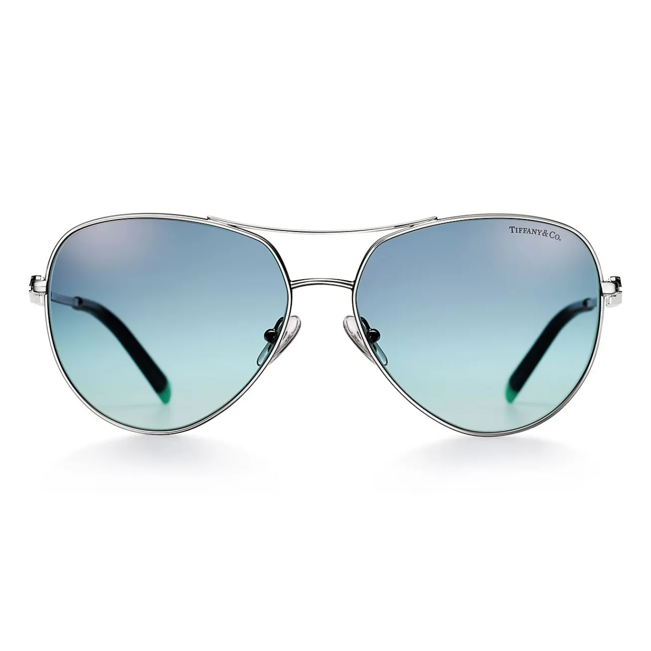 Tiffany & Co. Tiffany Victoria® Sunglasses in Silver-colored Metal with Gradient Blue Lenses | ^ Tiffany Victoria®|Sunglasses