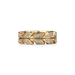 Tiffany & Co. Tiffany Victoria® Vine Band Ring in Yellow Gold with Diamonds, 6 mm Wide | ^ Rings|Gold Jewelry