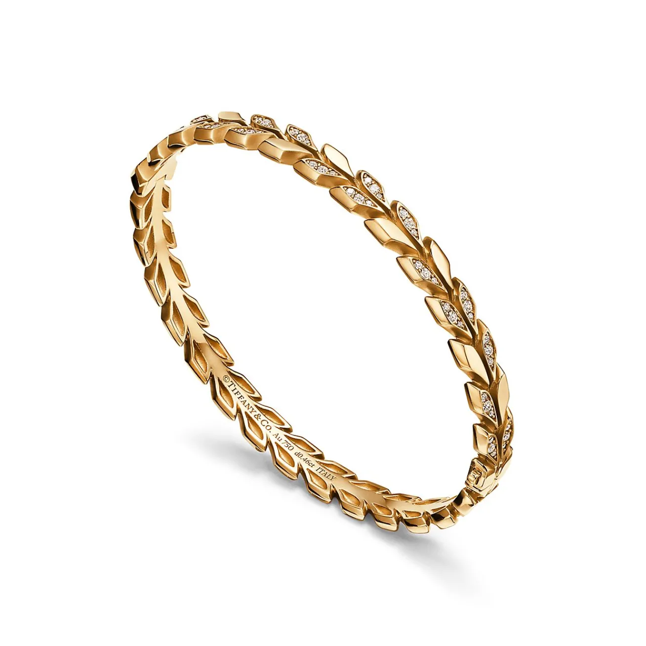 Tiffany & Co. Tiffany Victoria® Vine Hinged Bangle in Yellow Gold with Diamonds | ^ Bracelets|Gold Jewelry