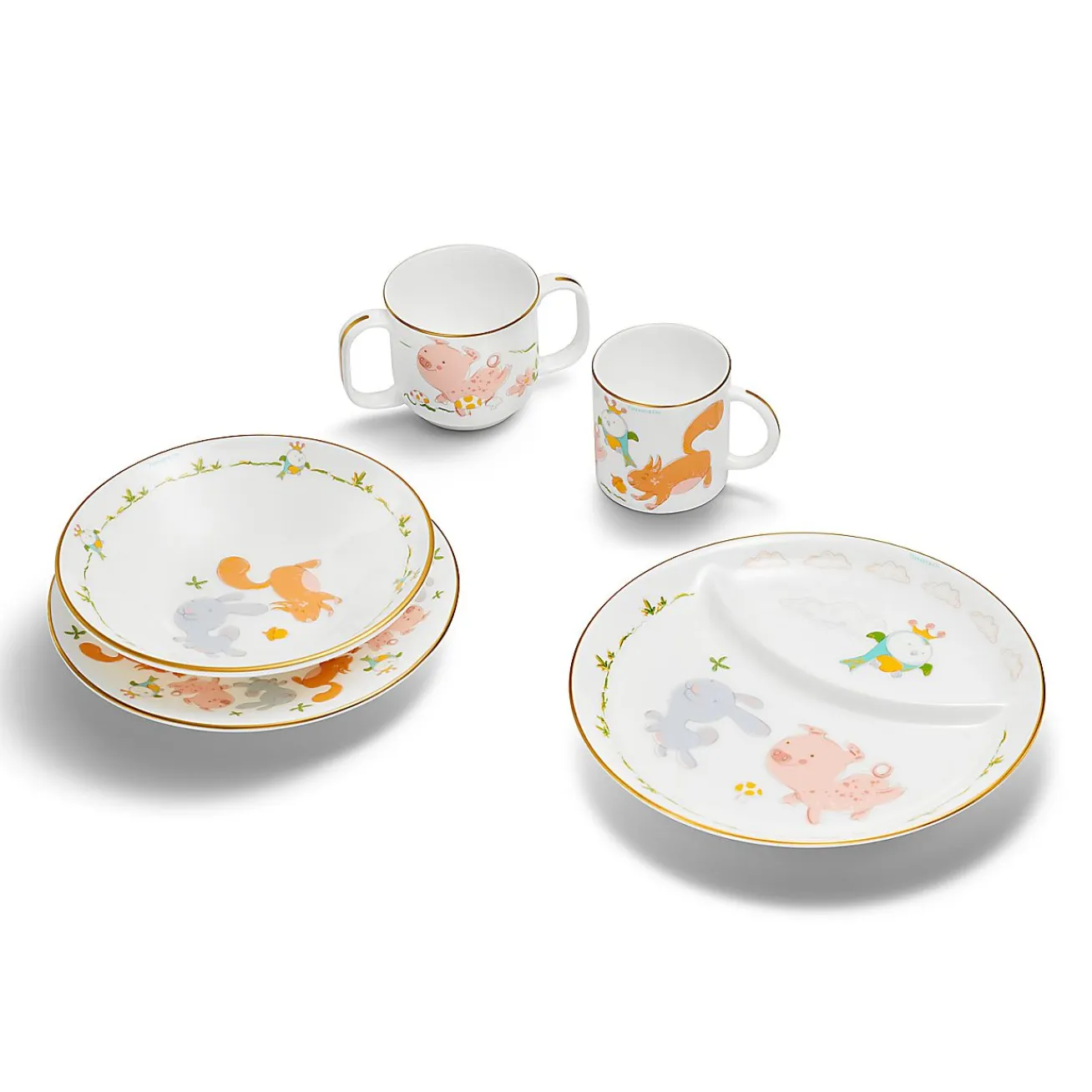 Tiffany & Co. Tiny Tiffany Land Animals Two-section Baby Dish in Bone China | ^ Baby|Baby