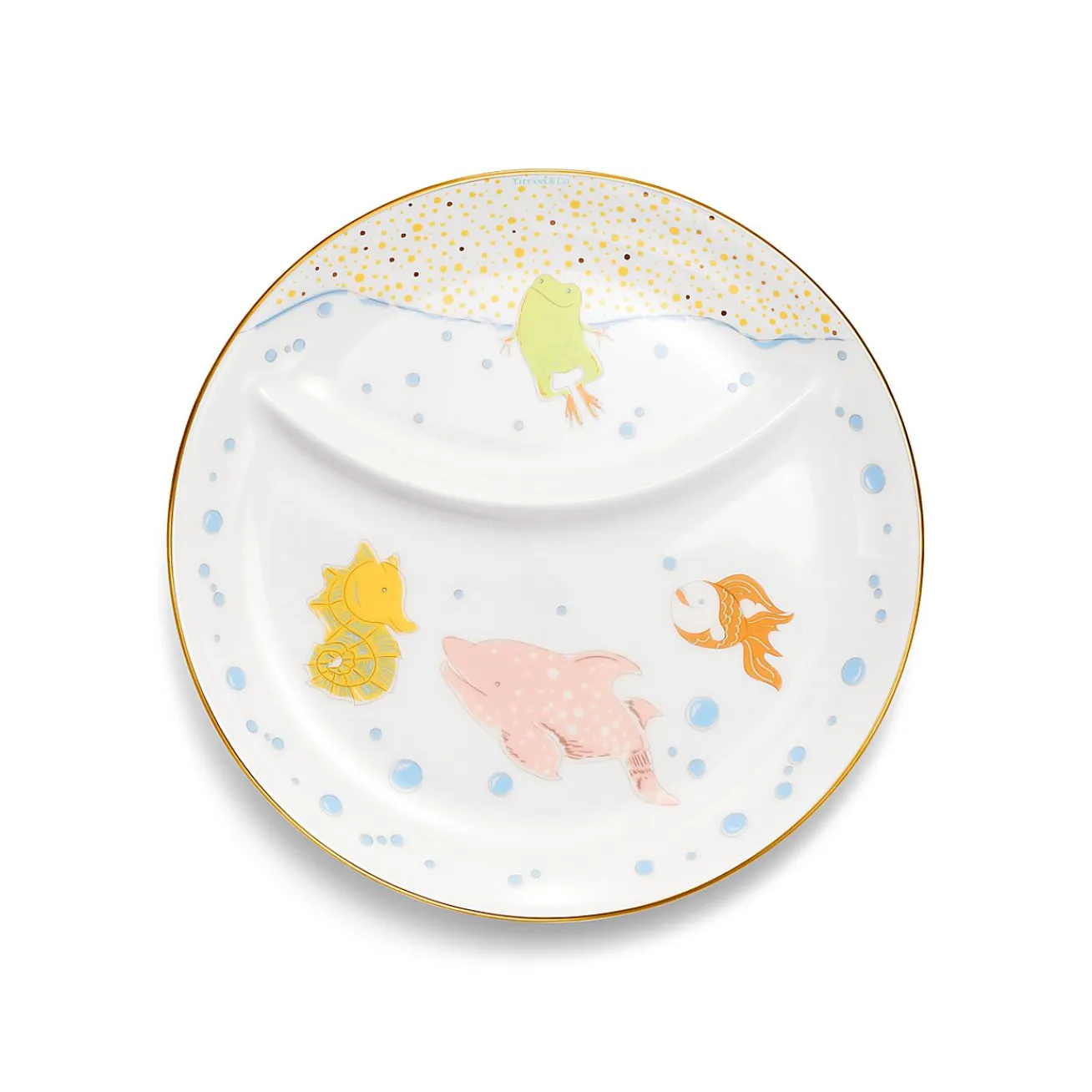 Tiffany & Co. Tiny Tiffany Sea Animals Two-section Baby Dish in Bone China | ^ Baby|Baby