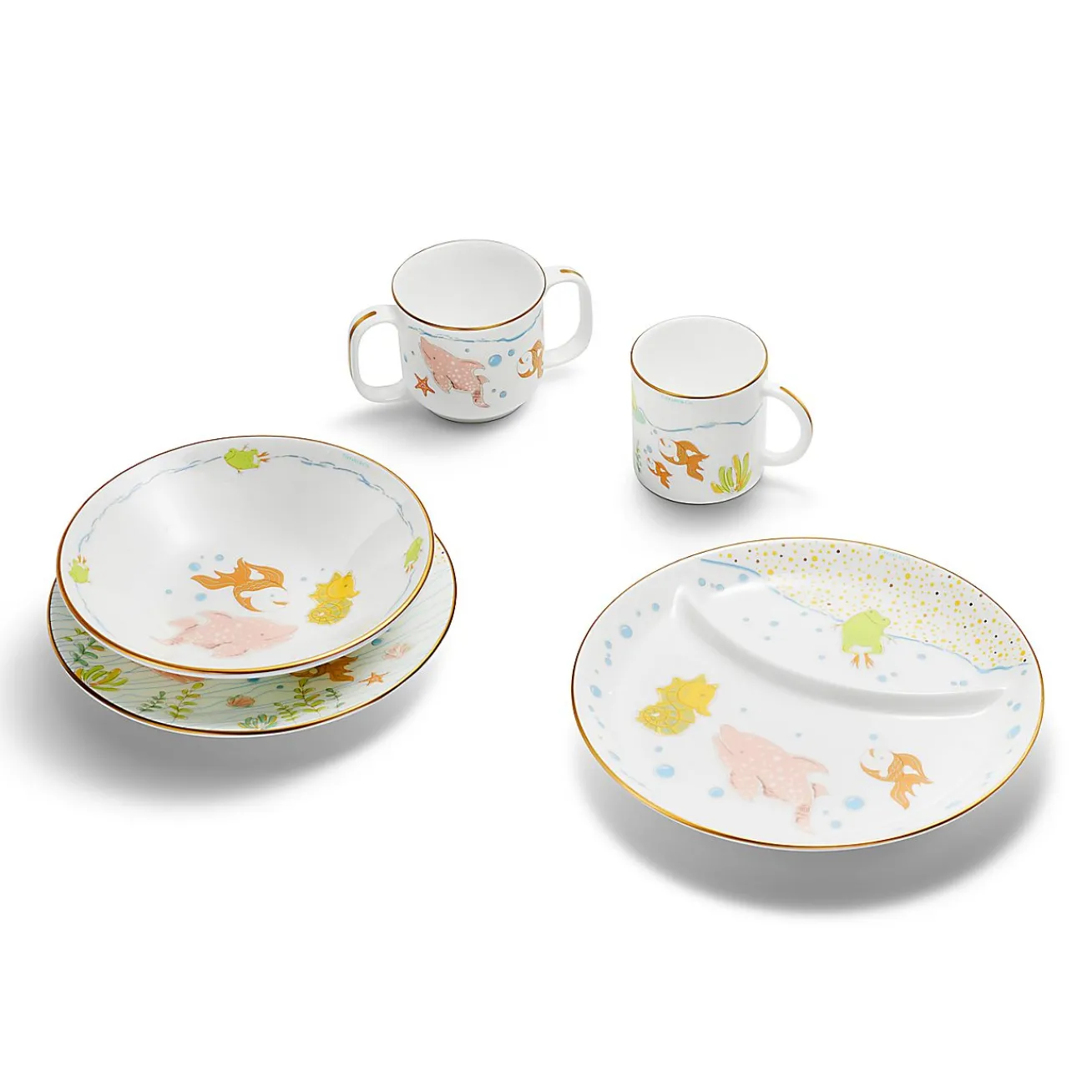 Tiffany & Co. Tiny Tiffany Sea Animals Two-section Baby Dish in Bone China | ^ Baby|Baby