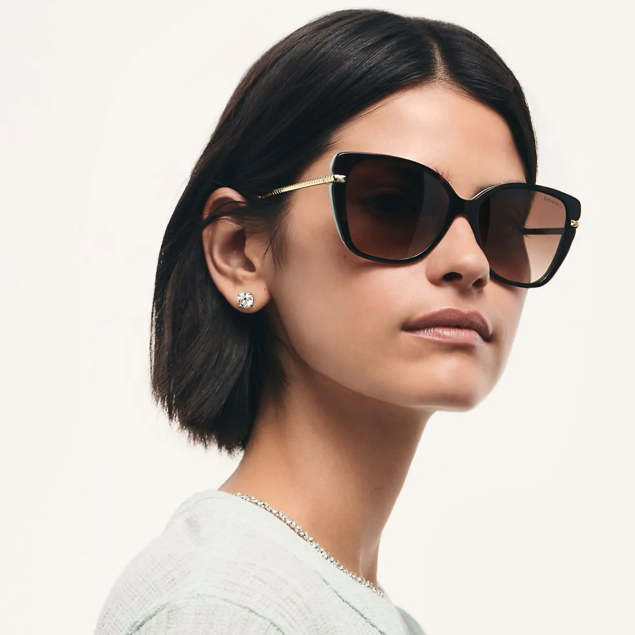 Tiffany & Co. Wheat Leaf Cat Eye Sunglasses in Tortoise Acetate with Gradient Blue Lenses | ^ Sunglasses