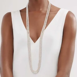 Tiffany & Co. Ziegfeld Collection Pearl Wrap Necklace with Silver Clasp, 6-7 mm | ^ Necklaces & Pendants|Sterling Silver Jewelry